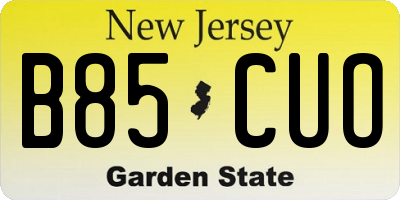 NJ license plate B85CUO