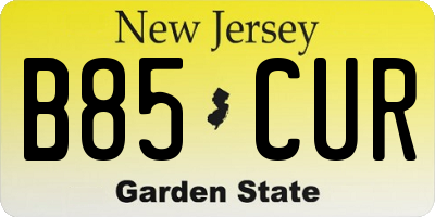 NJ license plate B85CUR