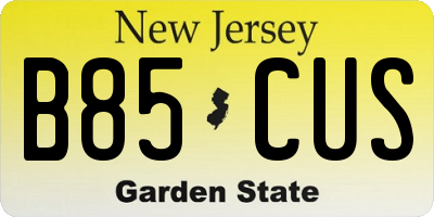 NJ license plate B85CUS