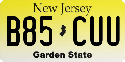 NJ license plate B85CUU