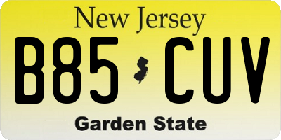 NJ license plate B85CUV