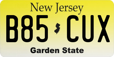 NJ license plate B85CUX