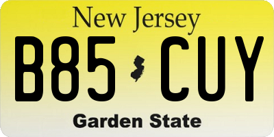 NJ license plate B85CUY