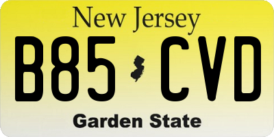 NJ license plate B85CVD
