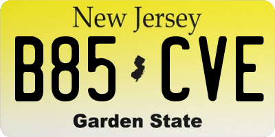 NJ license plate B85CVE