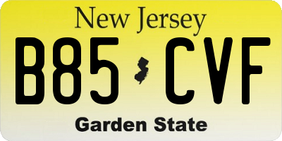 NJ license plate B85CVF