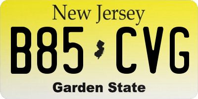 NJ license plate B85CVG