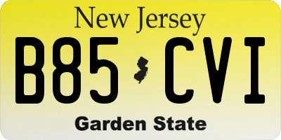 NJ license plate B85CVI