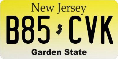 NJ license plate B85CVK