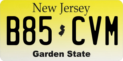 NJ license plate B85CVM