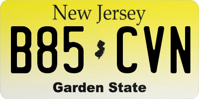 NJ license plate B85CVN