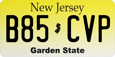 NJ license plate B85CVP