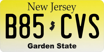 NJ license plate B85CVS