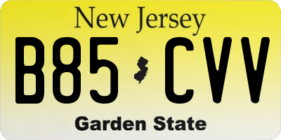 NJ license plate B85CVV