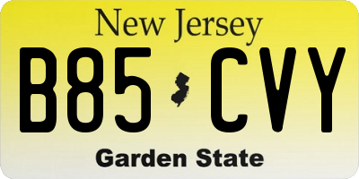 NJ license plate B85CVY