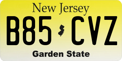 NJ license plate B85CVZ