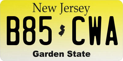 NJ license plate B85CWA