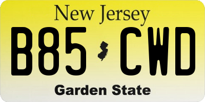 NJ license plate B85CWD