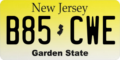 NJ license plate B85CWE