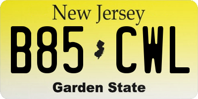 NJ license plate B85CWL