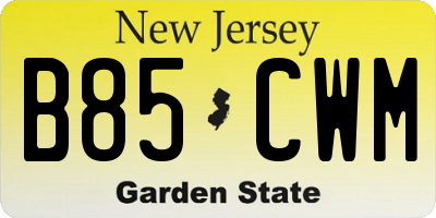 NJ license plate B85CWM