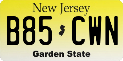 NJ license plate B85CWN