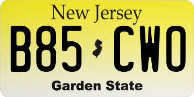 NJ license plate B85CWO