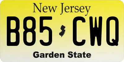 NJ license plate B85CWQ