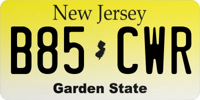 NJ license plate B85CWR
