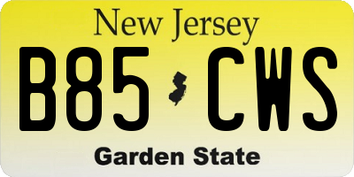 NJ license plate B85CWS