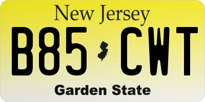 NJ license plate B85CWT