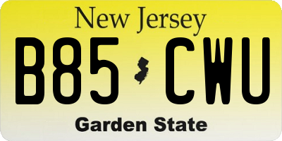 NJ license plate B85CWU