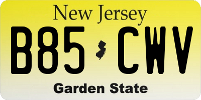 NJ license plate B85CWV
