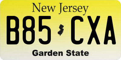 NJ license plate B85CXA