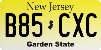 NJ license plate B85CXC