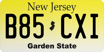 NJ license plate B85CXI