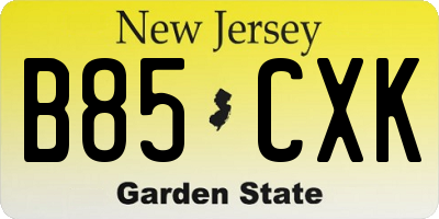 NJ license plate B85CXK