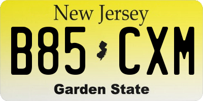 NJ license plate B85CXM