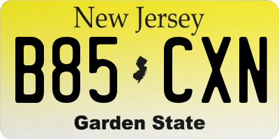 NJ license plate B85CXN