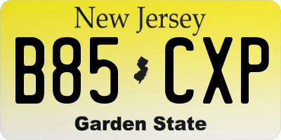 NJ license plate B85CXP