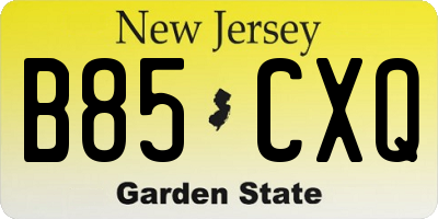 NJ license plate B85CXQ