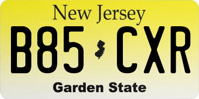 NJ license plate B85CXR