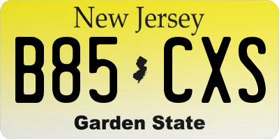 NJ license plate B85CXS