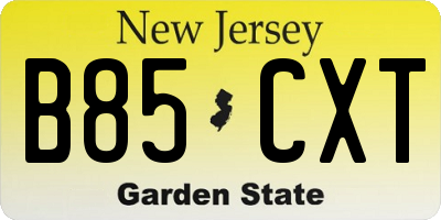 NJ license plate B85CXT
