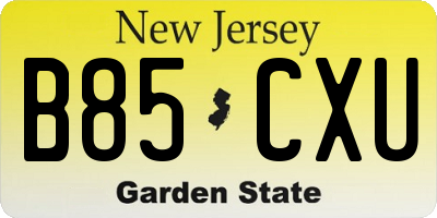 NJ license plate B85CXU