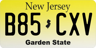 NJ license plate B85CXV