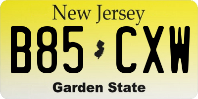 NJ license plate B85CXW
