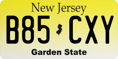 NJ license plate B85CXY