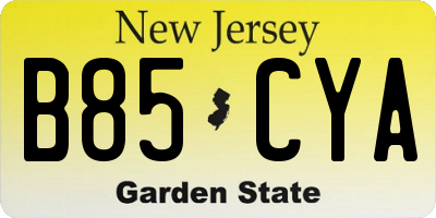 NJ license plate B85CYA