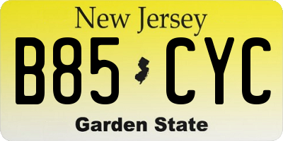 NJ license plate B85CYC